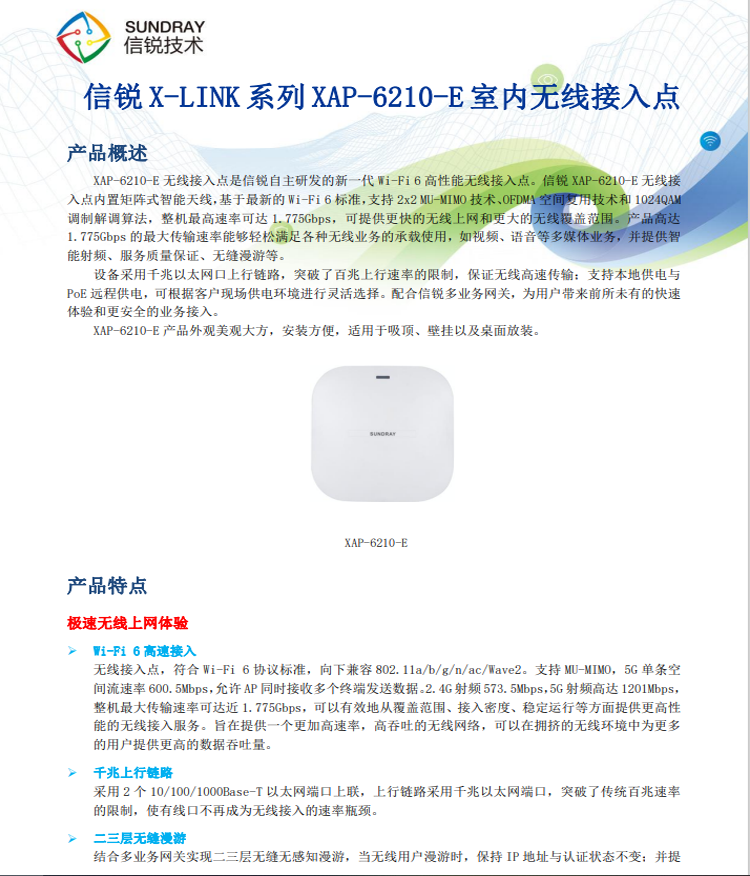 信銳Wi-Fi6 吸頂室內AP